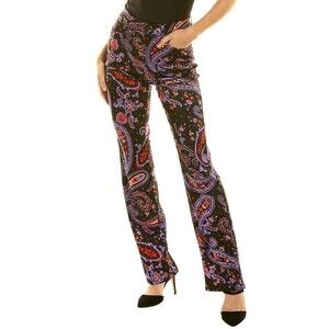 WeWoreWhat Danielle Bernstein Womens Pants Black Paisley Ankle Flare Size 26